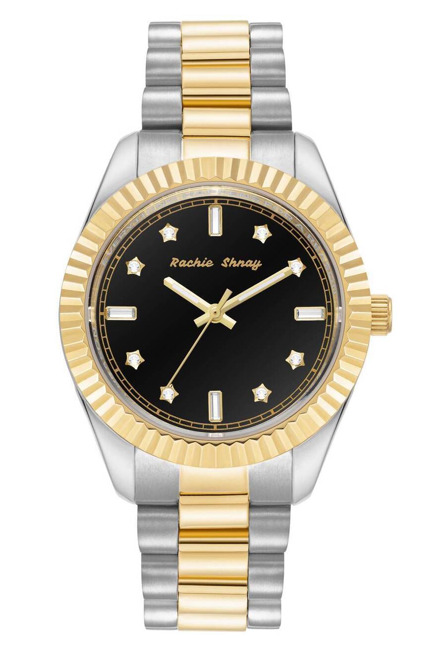 NEW RACHIE SHNAY women's illuminate diamond watch in black